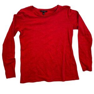 Banana Republic Womans Crewneck Top Size Small Red Long Sleeve Cotton Blend